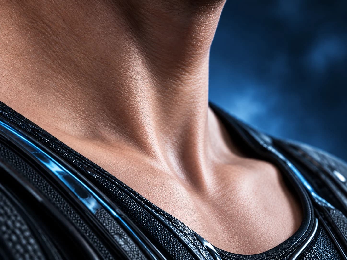 Dry skin beside the blue illuminated collar of ClimateSkin