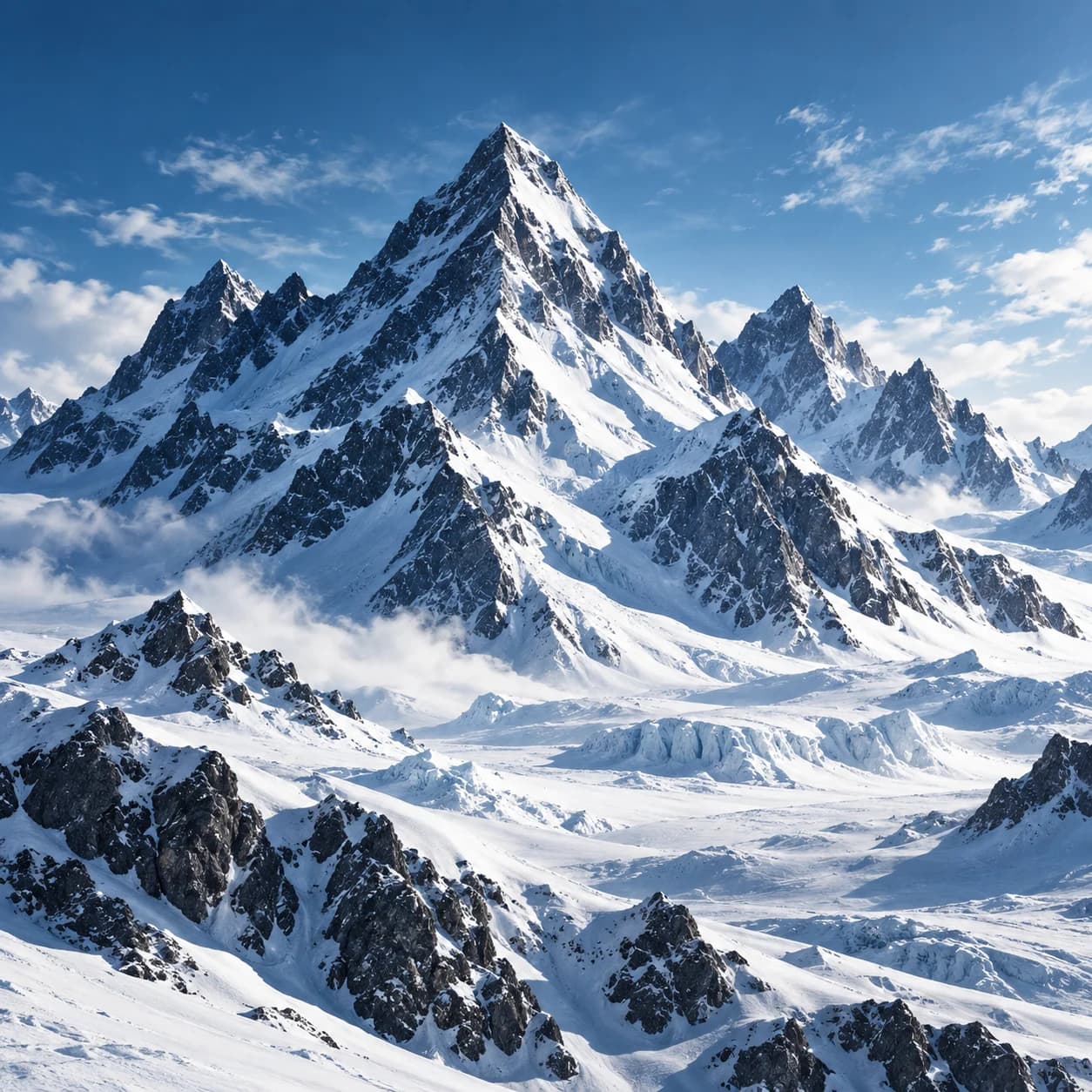 Snow-covered mountain summit