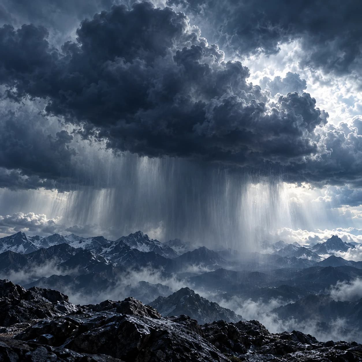 Dark storm cloud over a landscape