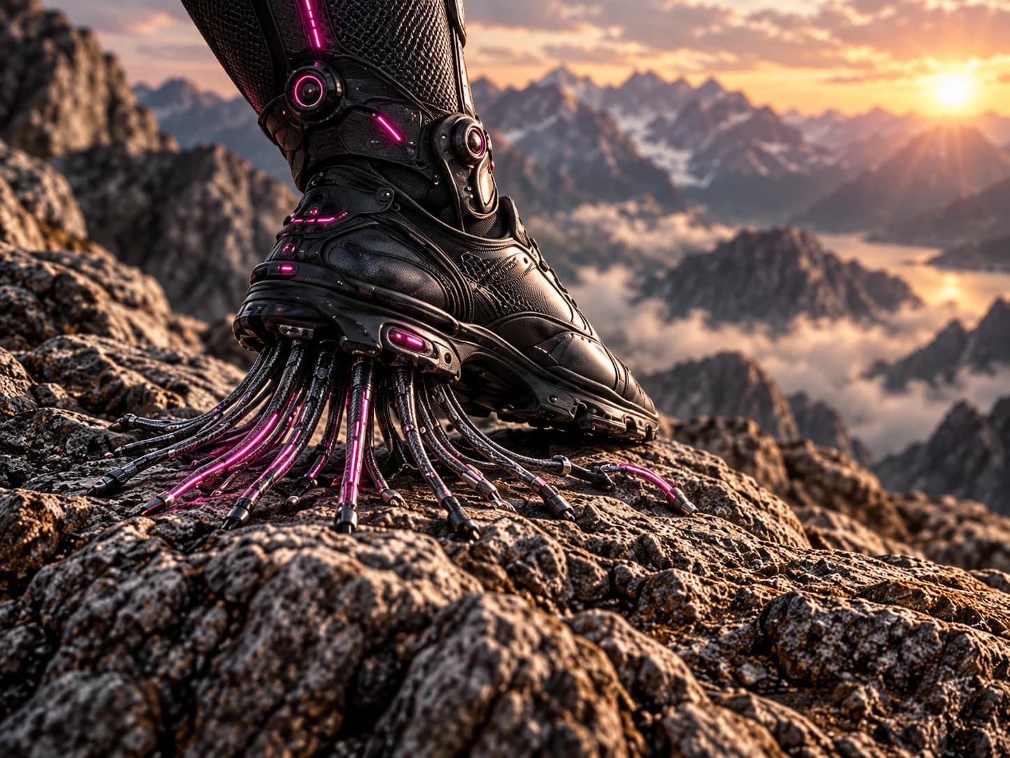 Carbon nanotube contact structures gripping the rock beneath an Ultra Suit boot